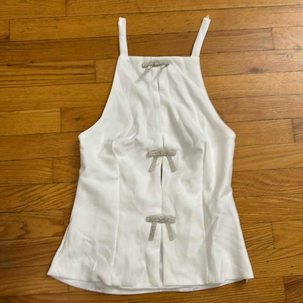 Rhinestone Bow Halter Top